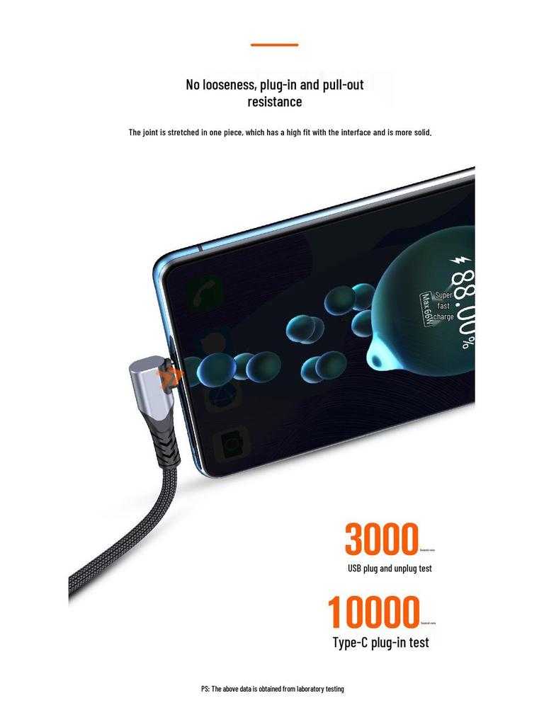 Type-C Elbow 6A Fast Charging Cable for Mobile Gaming and Super Fast Charging