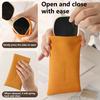 Automatic Closing Glasses Bag, Portable Solid Color Simple Sunglasses Leather Handbag, Unisex Glasses Case, Elastic Pocket
