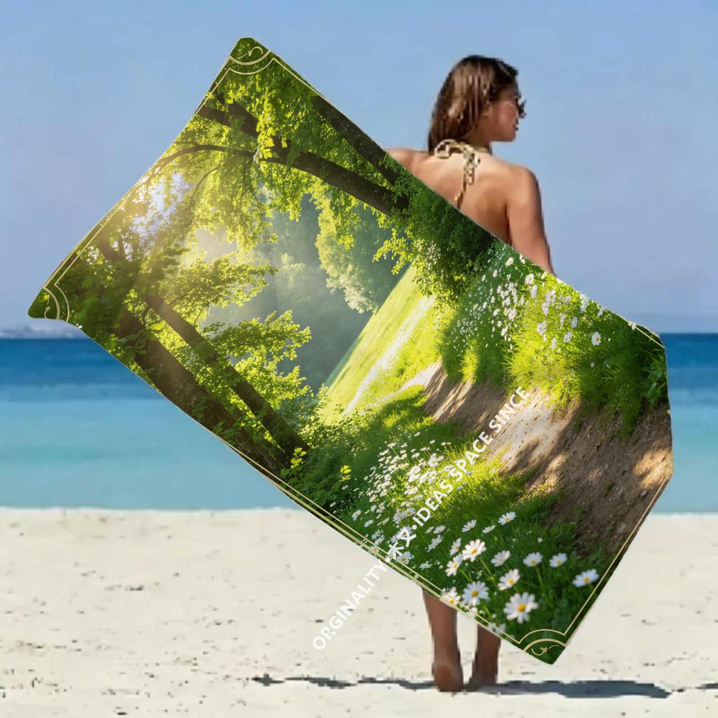 Sonniger Wald Druck Strandtuch Gemustert Sonnenschutz Und Winddicht Geeignet Für Schwimmbad Camping Reise Decke