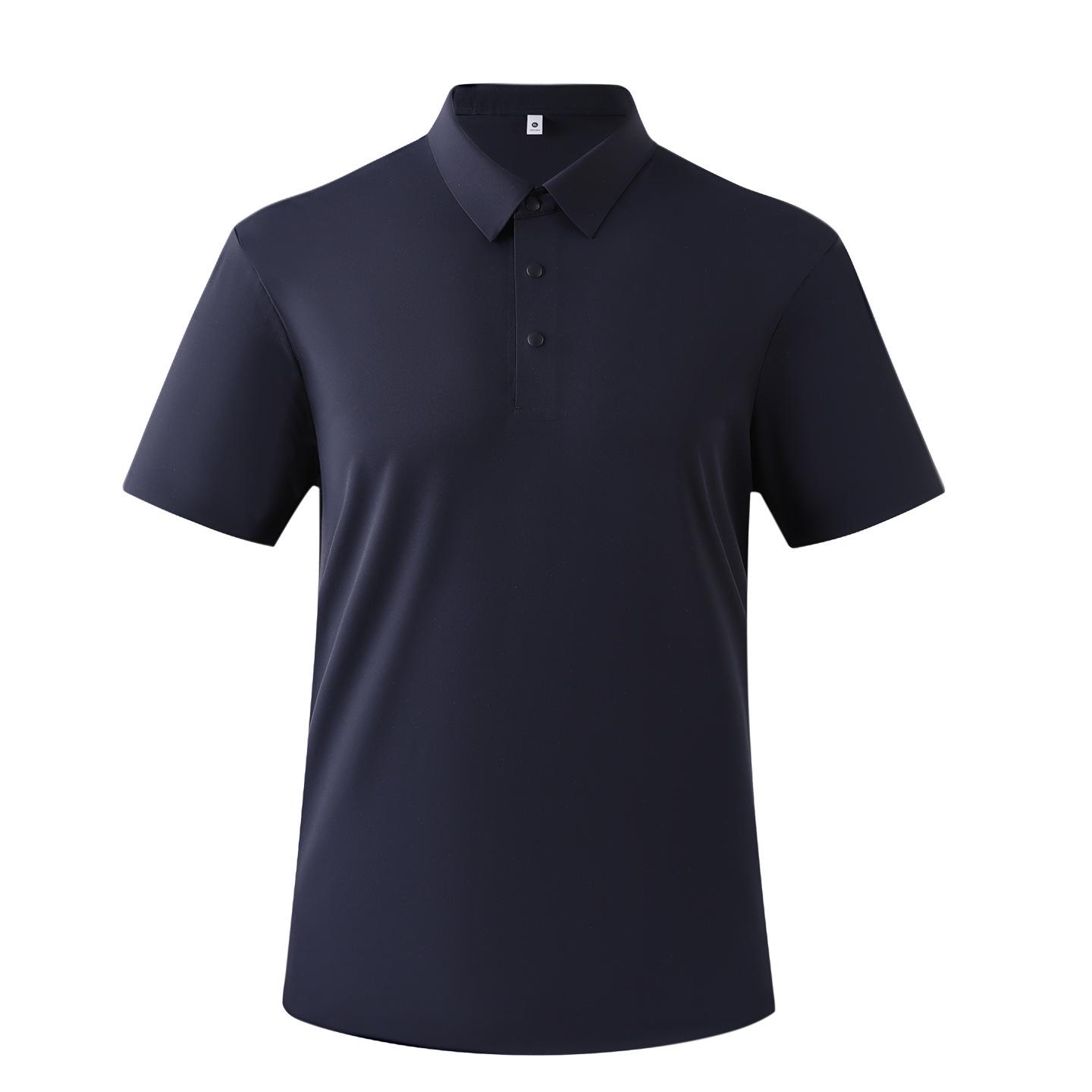 

2026 Seamless Ice-Feel Sun Protection Quick-Dry Polo Shirt with Business Lapel - Men s Short-Sleeve Top 4XL темно-синий