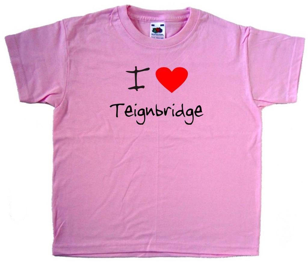 I Love Heart Teignbridge Pink Kids T-Shirt