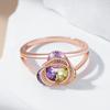 Shiny Pink Yellow Purple Natural Zircon Ring For Women Trend  Rose Gold Color Ethnic Accessories Daily Fine Jewelry