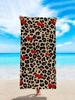 1PC Leopard Cherry Polyester Beach Towel, 2D Printed, All-Season, Lightweight Quick-Dry Soft, Camping/Surfing/Swimming, Unisex