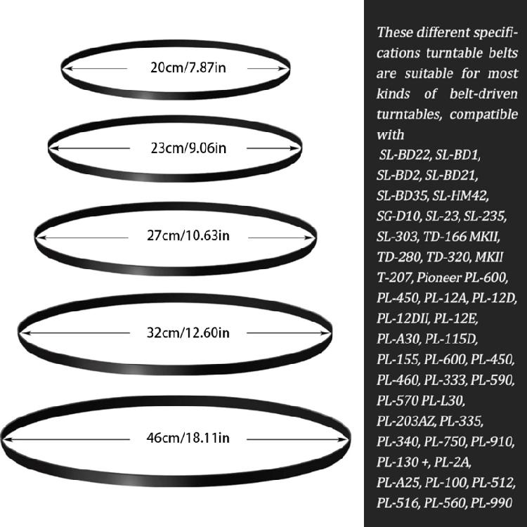 5 Pack Record Player Belt Rubber Drive Bands Record Player Drive Belts Turntable Repair Part Rubber Texture for Player