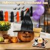 Romantischer Halloween-Kerzenhalter, 3D-Kreativer Kürbis-Geist-Kerzenständer, mehrschichtig, mit Metallfuß, Kerzenständer aus Holz