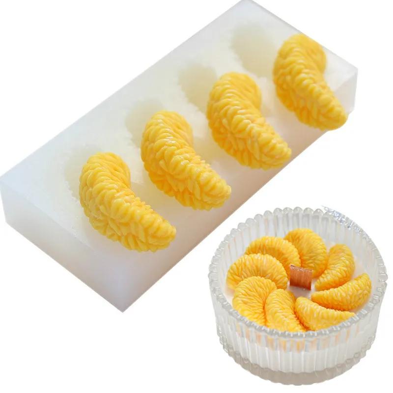 DIY Fruit Cake Mould Aromatherapy Candle Mould 4 Hole Multi-mould Semi-round Orange Flower Handmade Soap Oil Soap Mould