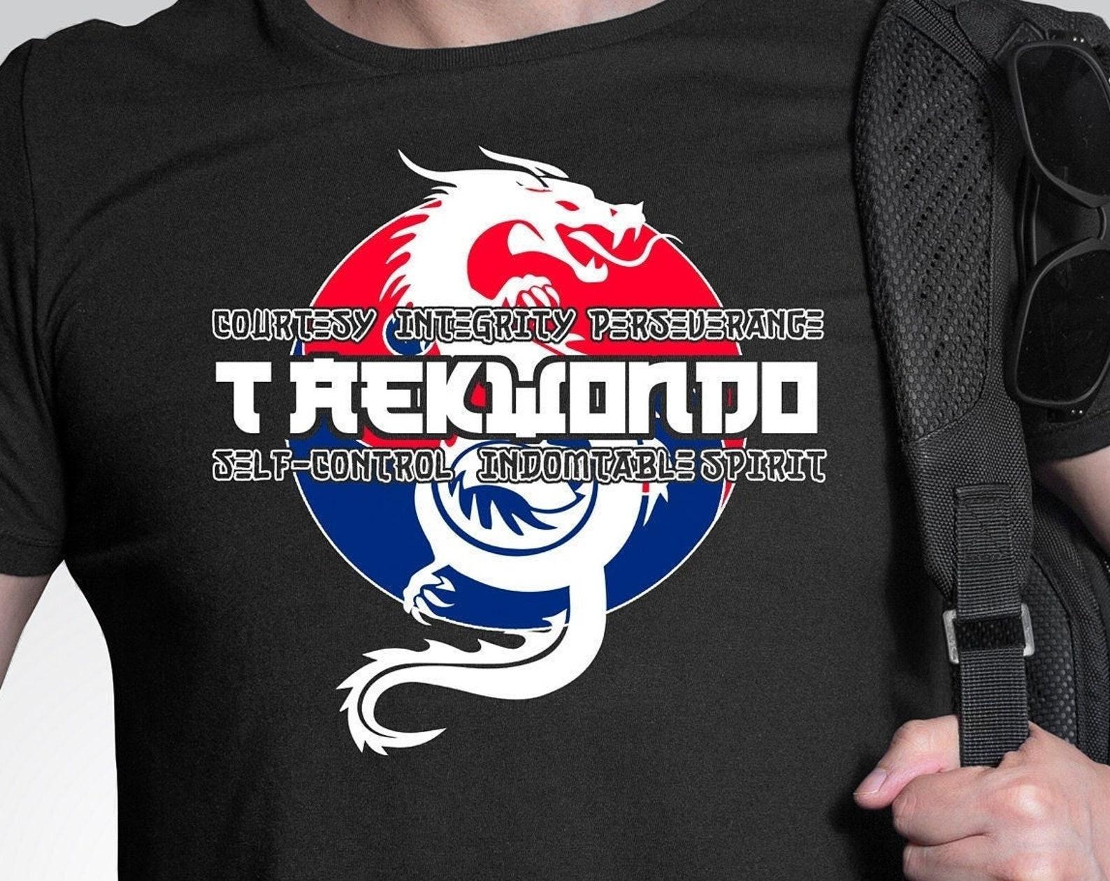 Taekwondo T-Shirt | Dragon Shirt |TKD 5 Tenets Shirt | Gift for Martial Artists | Taekwondo Christmas Gift M
