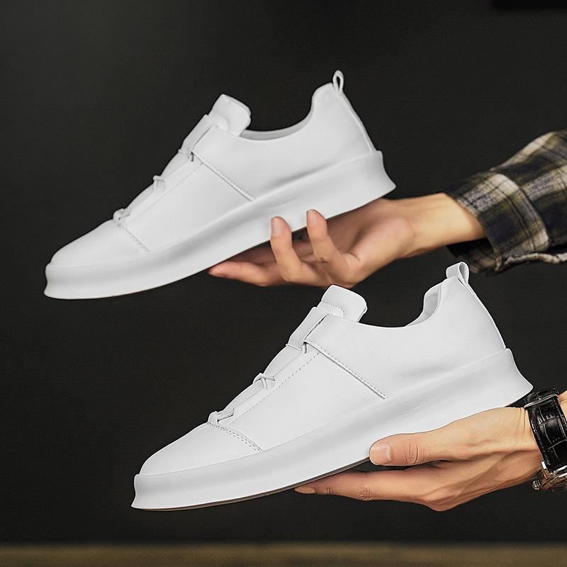 Fashion Fashion White Sneakers For Men Breathable Skateboard Shoes Spring Autumn Lace Up Leather Casual Shoes Brand Men's Flats Loafers