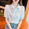 Women Pure Cotton Professional Short Sleeve Shirt Fashion Casual Top