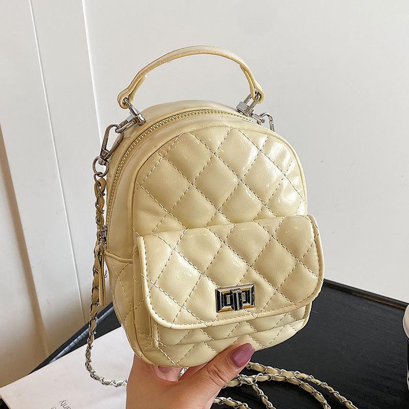 Fashion texture portable small backpack diamond chain high sense versatile daily backpack