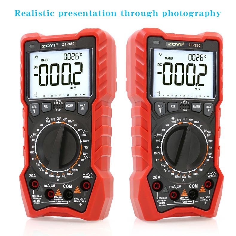 ZOYI ZT-980 Electrician Multimeter Universal High-Precision Digital Smart Anti-Burn Household Capacitance Meter