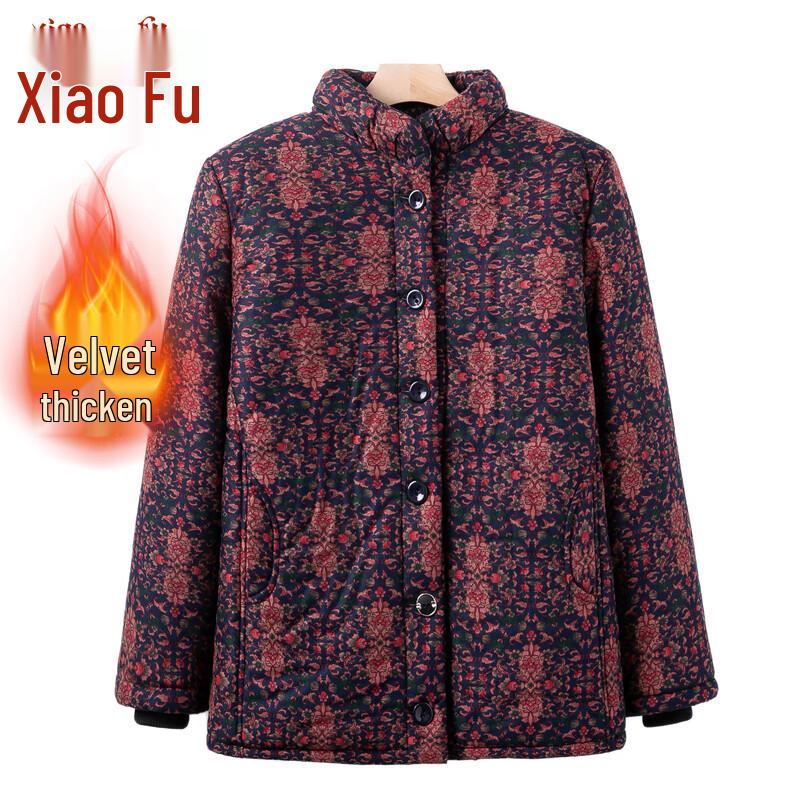 

Women s Winter Velvet Lined Printed Cotton Jacket 5XL