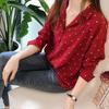Polka Dot Printed Chiffon Shirt Women's Long Sleeved Top Shirt