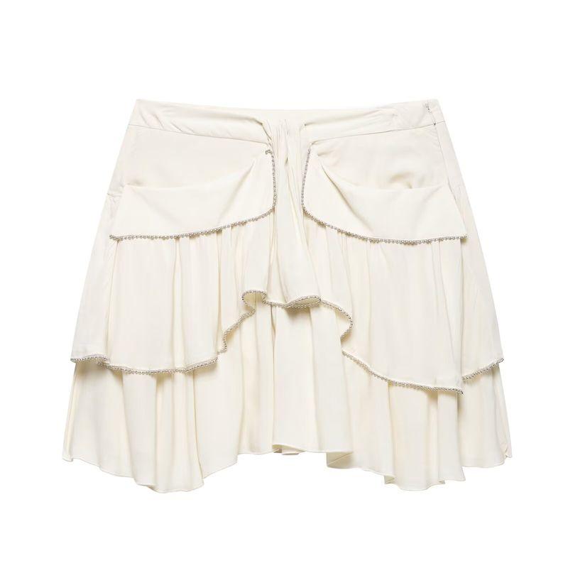 

Kaslead New Arrival Women s Clothing Fashion Style Fashion All-Match Laminated Decoration Skirt 2286759 White L