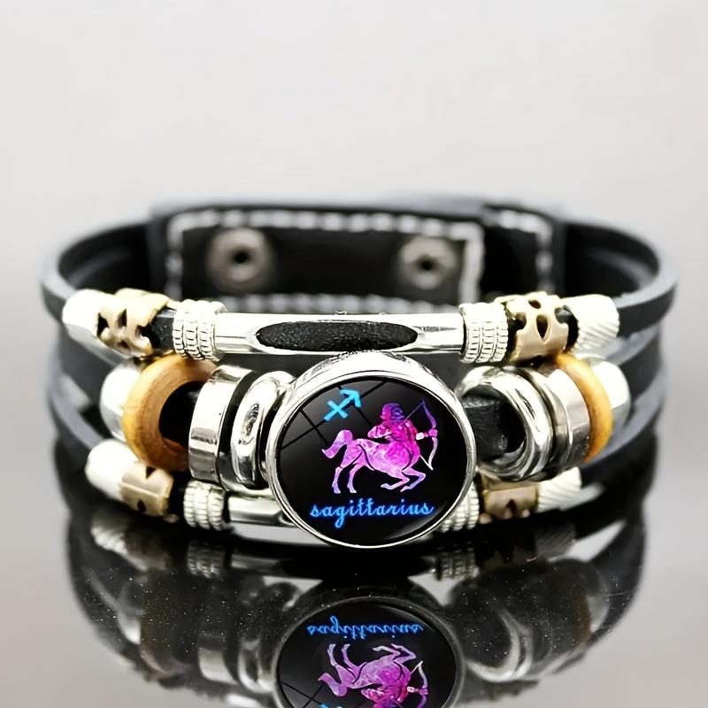

Звездные созвездия, 1 шт. светящийся браслет из ПУ кожи с 12 созвездиями, крутой многослойный браслет из бусин для мужчин и женщин Sagittarius