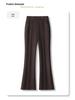 Women's Khaki Wool Acetate High-Waist Flared Pants for Autumn/Winter 2024
