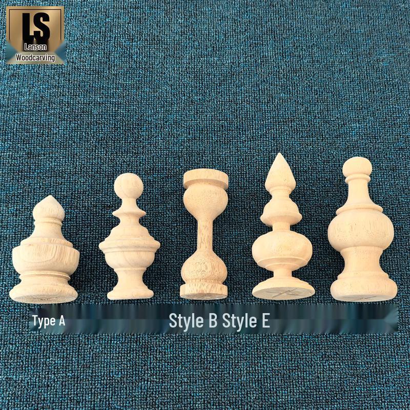 

Solid Wood Carved Round Stair Handrail Newel Post Decorative Column Head Model E - 5x15cm