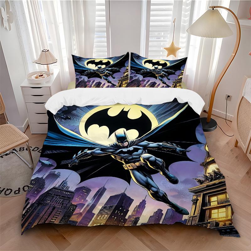 

3 шт. Комплект постельного белья Бэтмен Готэм, Пододеяльник и Наволочки, Машинная стирка, Подходит для всех сезонов, Дизайн для спальни (Без наполнения)192 135x200cm