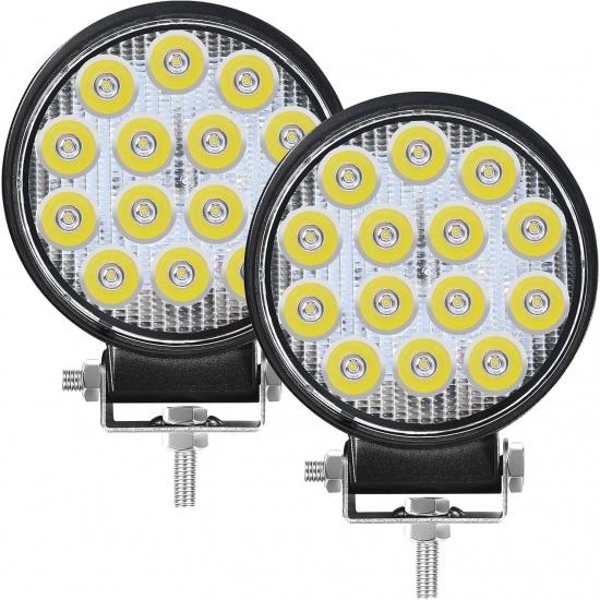 

nifeida Round Led Light Bar 2Pcs 4.5 140w 14000LM Flood Offroad Light, Led Off Road Flood Lights Pod Fog Driving Bar Bumper for Trucks, Tractor, 4.5 Round without DRL