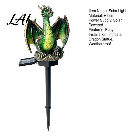 Weatherproof Sculpture for Outside Solar Dragon Garden Light Waterproof Medieval Statue Lamp Fantasy Manor Style Yard Art Outdoor Gothic Decor Patio