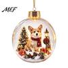 Christmas Party Hanging Trinkets Glowing Story Ornament, Mini Holiday Scene In Ball with Warm LED Ornaments Light, 3D Clear Acrylic Decoration