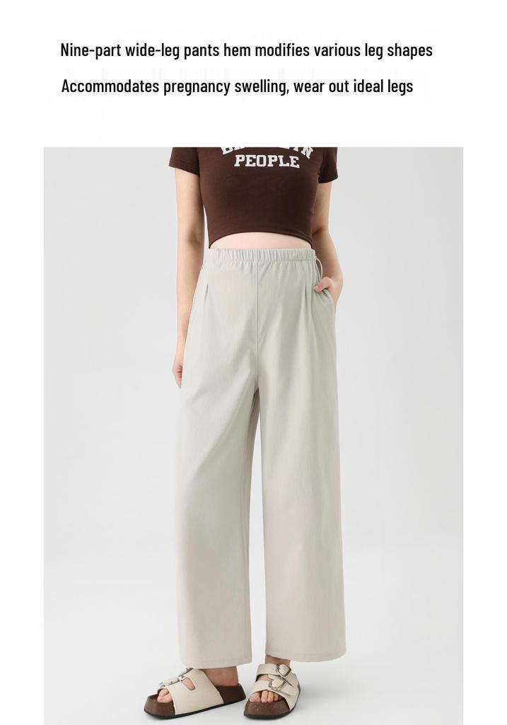 2026 New Wide-Leg Maternity Cropped Pants - Lightweight, Non-Constricting Waist for Spring & Summer