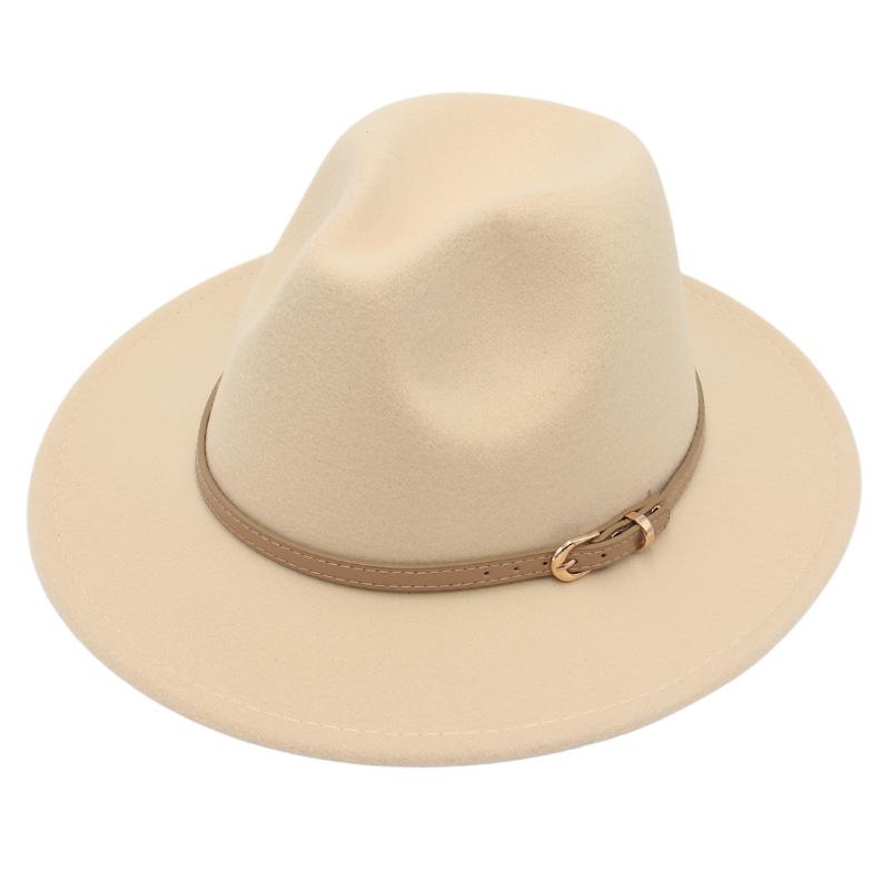 Fedora Spring And Summer Small Belt Felt Hat Percussion Performance Jazz Hat Woolen Top Hat Big Eaves Hat