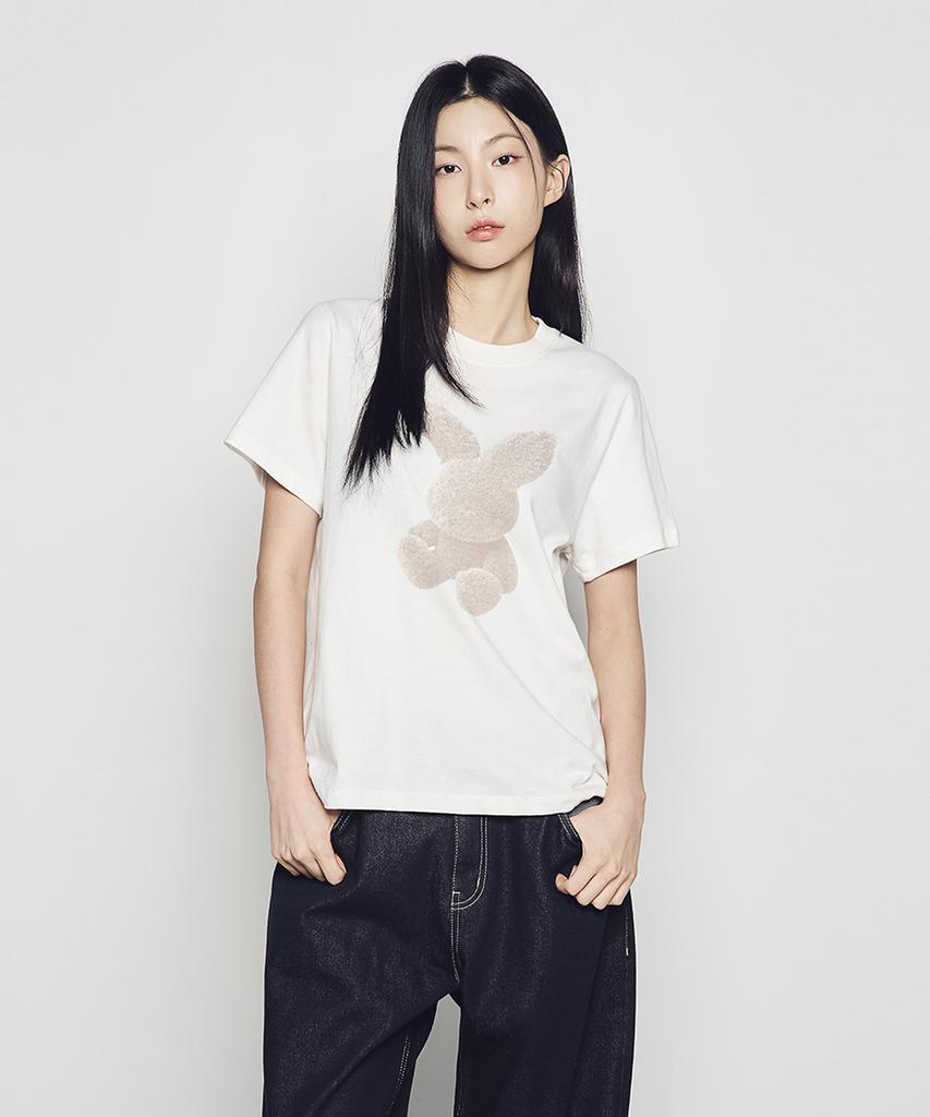 ACME DE LA VIE Woman Fuzzy Rabbit Short Sleeve T-Shirt (2 Color)