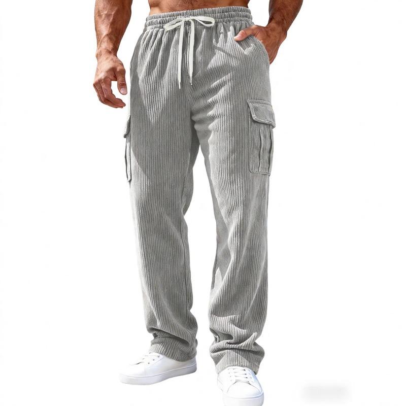 Men's Pocket Cargo Athletic Corduroy Pants Solid Color Long Pants Casual Pants Casual Everyday Outfit