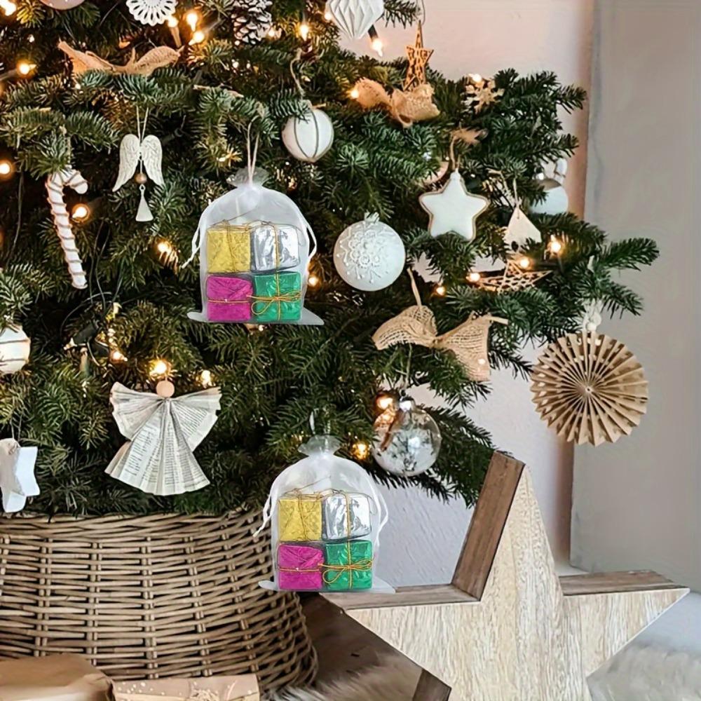 5pcs Breathable Mesh Organza Bags Measuring, Transparent Drawstring Bags Suitable for Wedding Gifts, Jewelry Packaging