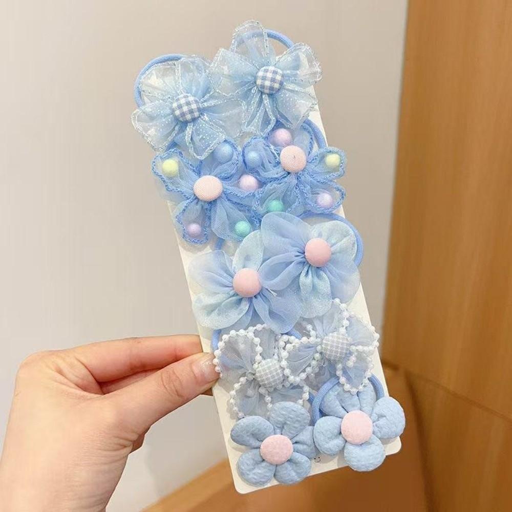 10pcs Colorful Children's Headband Set No Harm High Elastic Hair Rope Flower Hair Ties  Daily Use