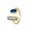 Ftcy Square Blue Drip Glaze Ring For Women Retro Geometric Gold Color Metal Opening Rings Wedding Birthday Women'S Jewelry Gift
