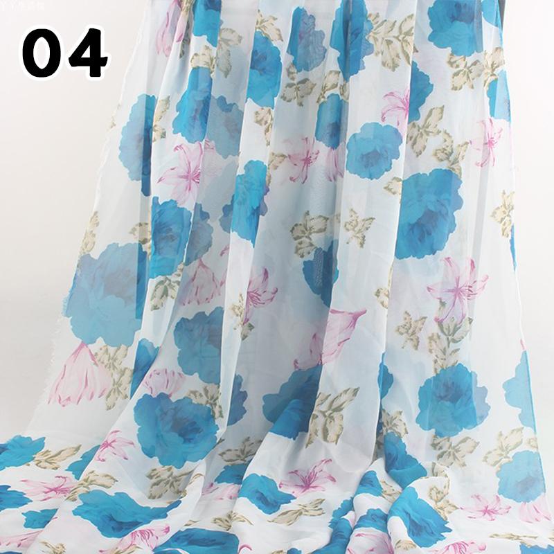1M 75D Retro Flower Chiffon Fabric Breathable Thin And Light Draped Fairy Designer Fabric For Diy Sewing Summer Dress Shirts