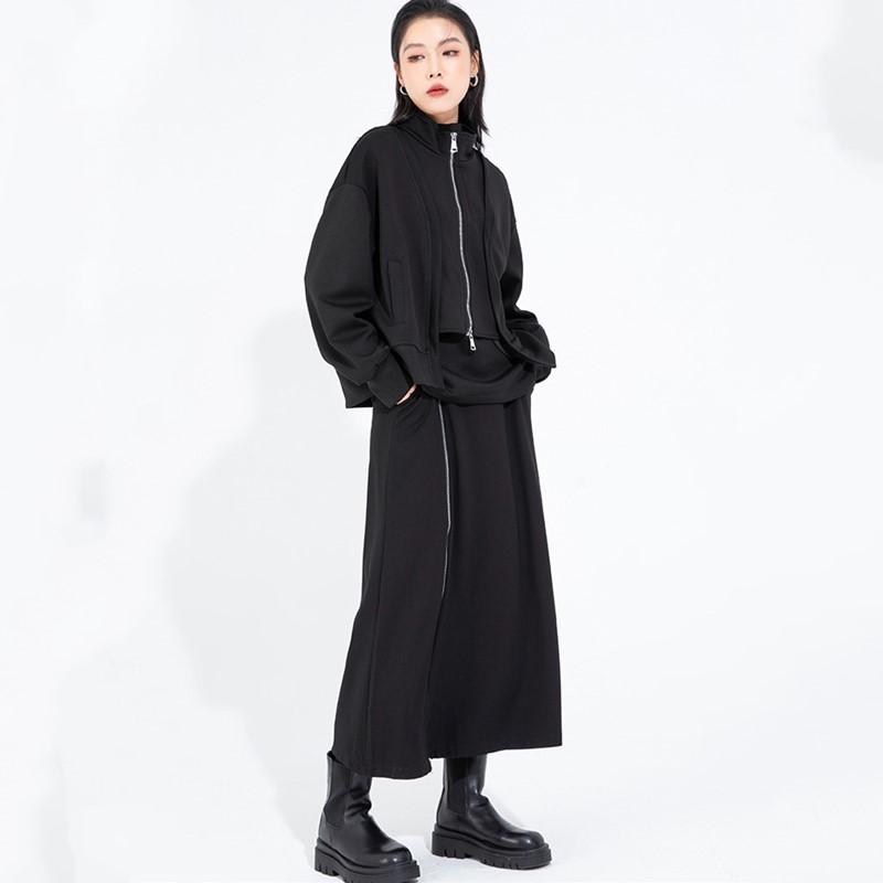 long sleeve Plus size Black Cotton jaket causal loose spring autumn winter women Jacket Coat