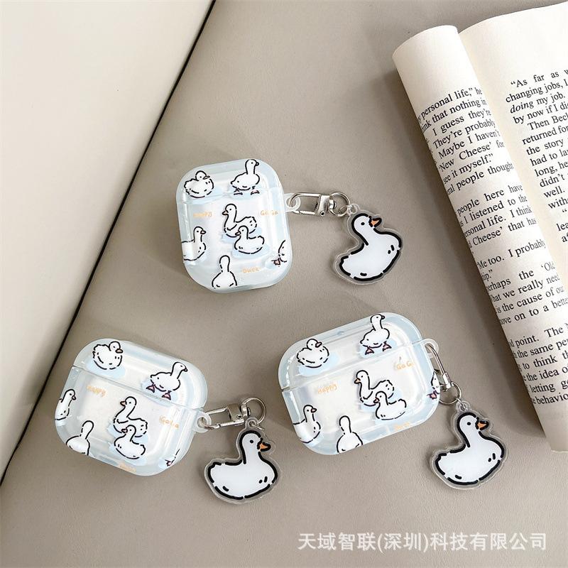 Swimming Duck Is Suitable for Apple AirPods 1st Generation Bluetooth Headset Protective Case Pro1/1st Generation Headset Protective Case.