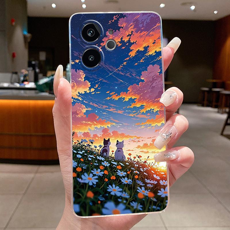 For Realme GT 6/6T/Neo6/Neo6 SE Bumper Soft Silicone TPU Clear Casing Fashion Cartoon Rabbit Painted Anti-fall Soft Cover