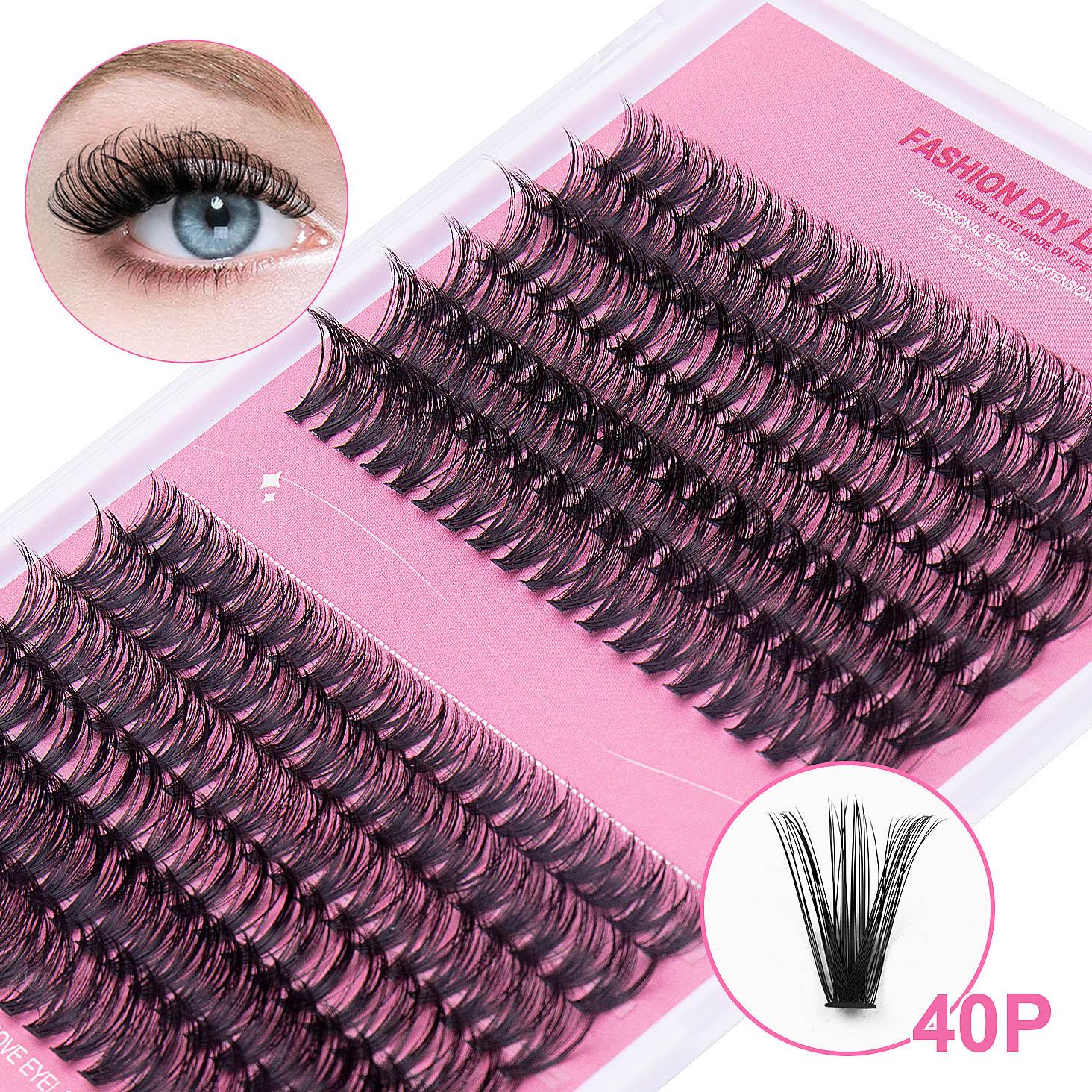 

Книга для ресниц Набор ресниц-пучков для самостоятельной сборки, Натуральные густые накладные ресницы 240 пучков D Изгиб Сегментированные волосы