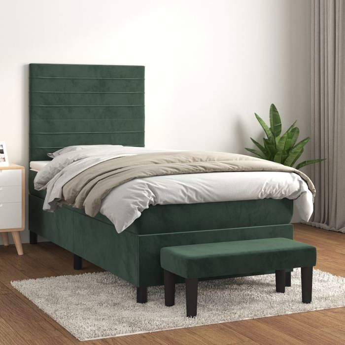 Maison Exclusive - Rete a doghe per letto con materasso Verde scuro 100x200 cm