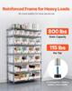 7-Tier Rolling Bin Storage Rack, 22 Organizer Bins, Bin Rack Storage Steel Wire Shelving System with Wheels, Mobile Tool Organizer for Garage,