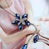 Elegant Windmill Flower Rhinestone Tassels Pendant Sweater Chain Women Necklace