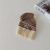 Korean Style Striped Knitted Baby Hat - Warm Wool Windproof Design for Autumn & Winter