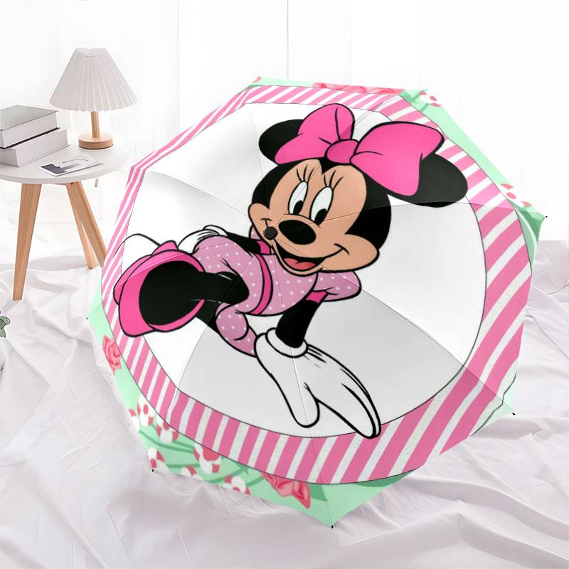 

This Portable Semi-automatic Folding Umbrella with A Minnie Mouse Print and Sunglasses Is The Perfect Gift Parents and Friends