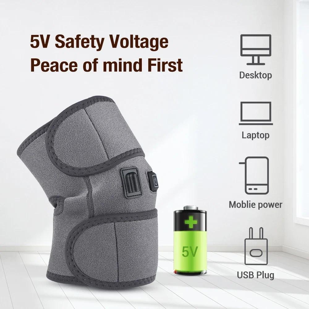 Electric Heating Knee Pads Knee Massage Tool Vibration Hot Compress Therapy Support Knee Pack Arthritis Pain Reliever Leg Elbow