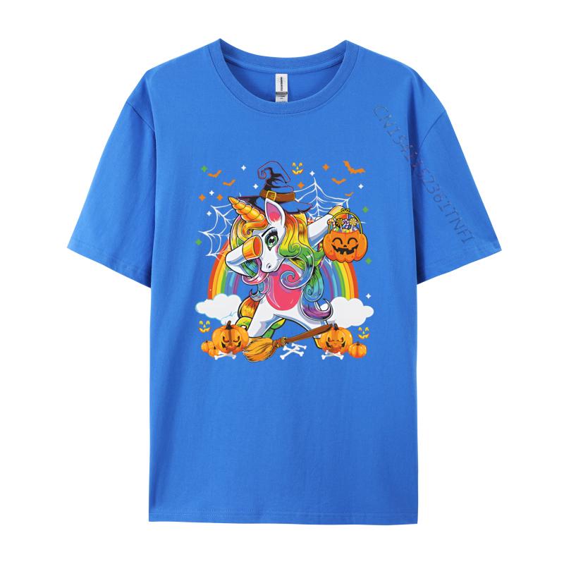 Halloween Pumpkin Fall Dabbing Unicorn Tshirts Funny Printed Tops Tees Cotton Fabric TShirt for Men Casual