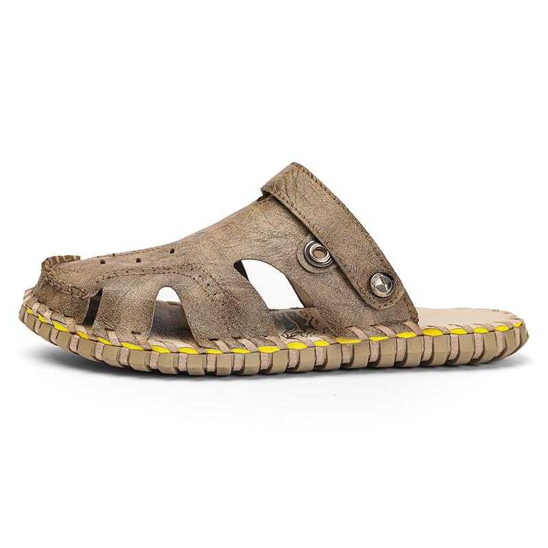 Summer Men's Comfortable Sandals Breathable Slip-On Outdoor Beach Shoes For Men Fashion Trendy Adult Casual Leather Sandals