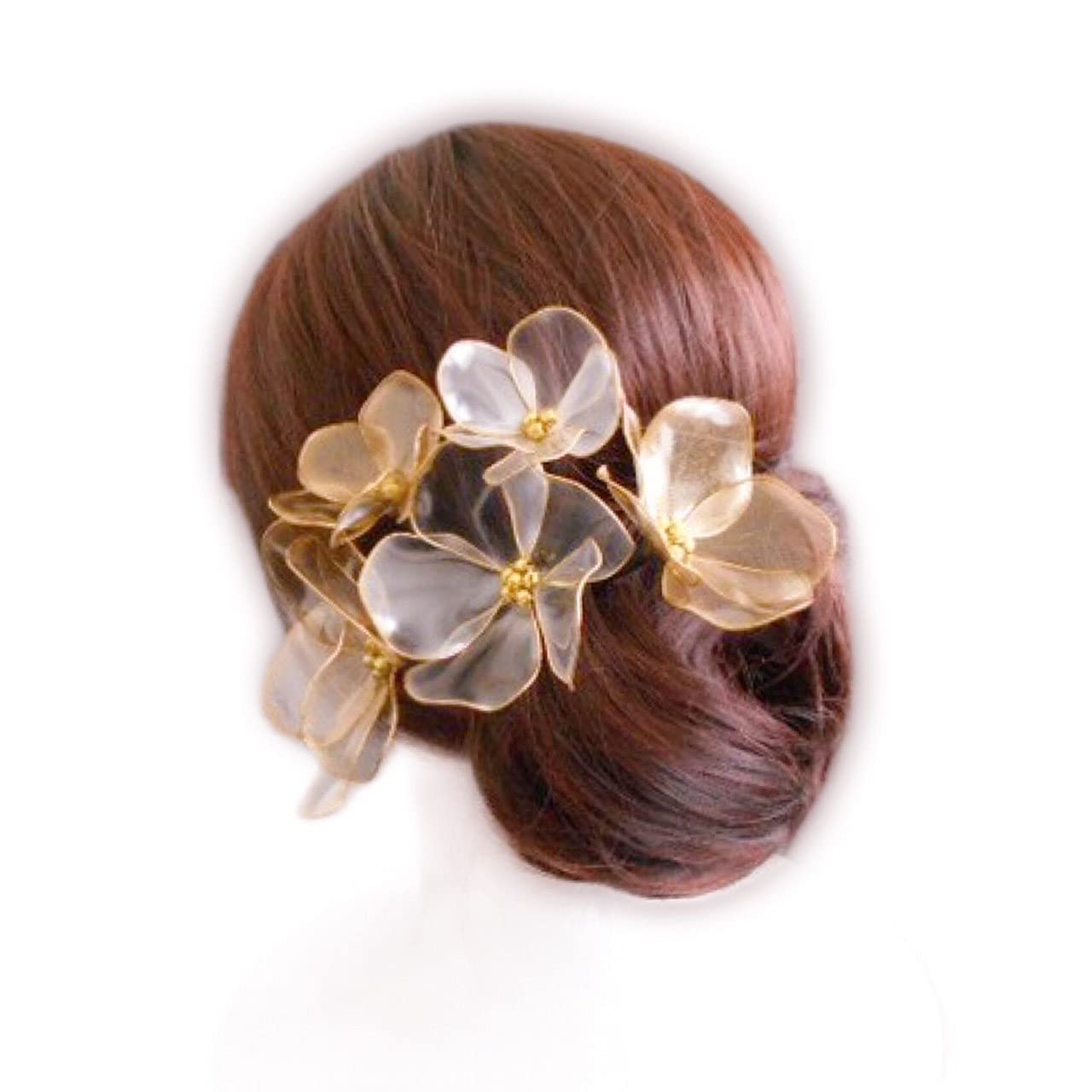 

Flower Kanzashi Headpiece with Gold and White Pearls of Perfect for and Hair Gold and White Lulu s U-Pin (Set 5) - Coming-of-Age Ceremonies,