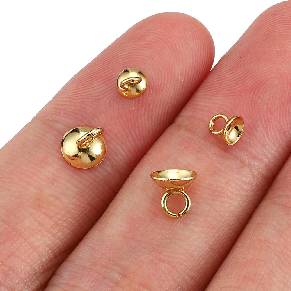 20pcs Gold Color Stainless Steel Beads End Caps Pearl Beads Charms Pendants for DIY Earrings Necklace Jewelry Making Components