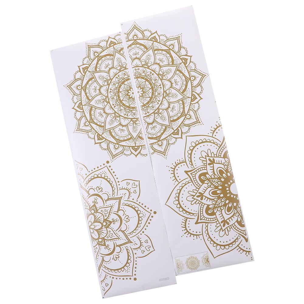 4 ks Zlatá Boho Mandala Samolepka na zeď PVC Samolepky na zeď Dekor Poloviční Mandala Nástěnná nálepka Ložnice