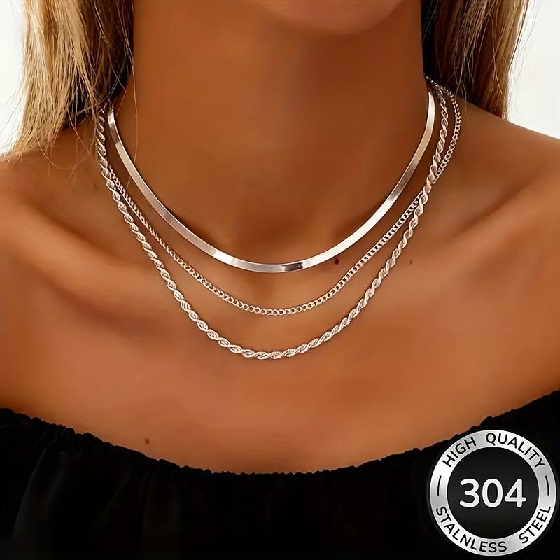 Stainless Steel High-Quality Minimalist Light Three-Layer Necklace for Women Fade-Resistant Hypoallergenic Jewelry Gifts