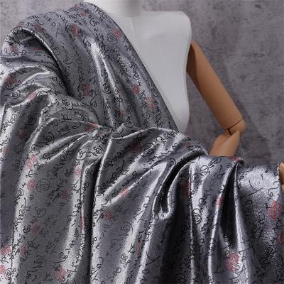 1M Premium Brocade Satin Fabric Chinese Style Calligraphy Design Jacquard Satin Cloth Evening Dress Decorative Background Fabric